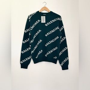 BRAND NEW BALENCIAGA INTARSIA KNIT SWEATER WITH LOGO